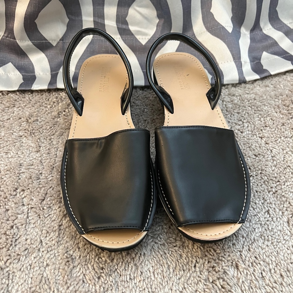 Slightly Worn Black Fine Glass Welt Sandals Makes Any Outfit Pop